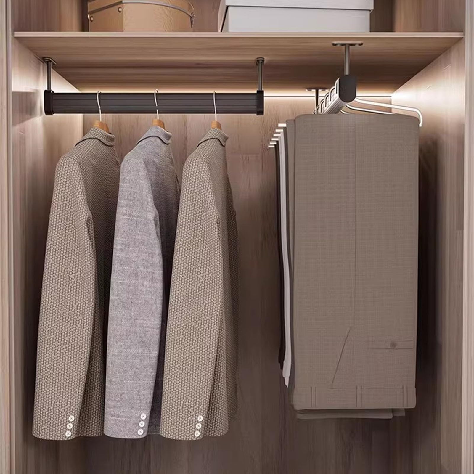 Heavy Duty Closet Rod Ceiling Mount, 35 55 75 95 125 145 155 Cm Long Clothes Storage Hanging Rack, Cuttable Room Divider Poles System for Wardrobes Verandahs Shower ( Color : Black , Size : L 30cm/11.