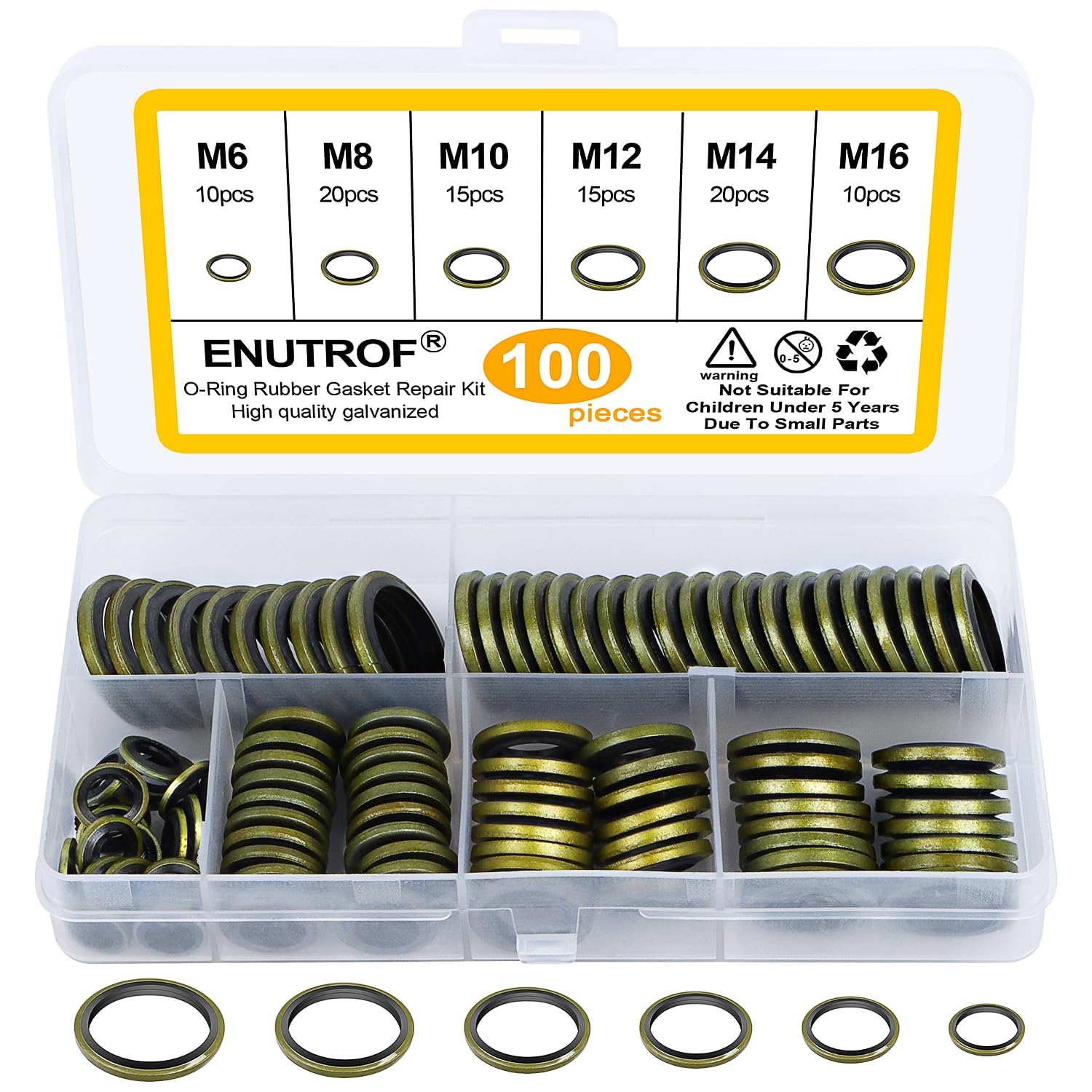 Kit Professionale 165 Rondelle E Guarnizioni In Metallo Gommato Per - Foto 9