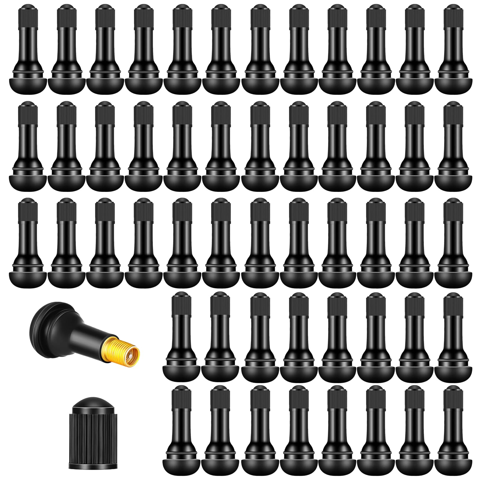 Scettar - 110 Valves TR413 Pour Pneus Tubeless | 51mm | En Laiton Et Caoutchouc | Pour Voiture, Moto, Vélo