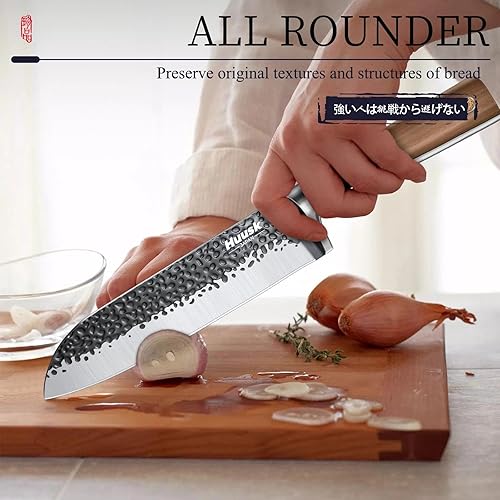 Miniatura 2 de Huusk Santoku Cuchillo de cocina japonés de 7 pulgadas, cuchillo de cocina forjado a mano, cuchillo de chef afilado para verduras, carne, cocina