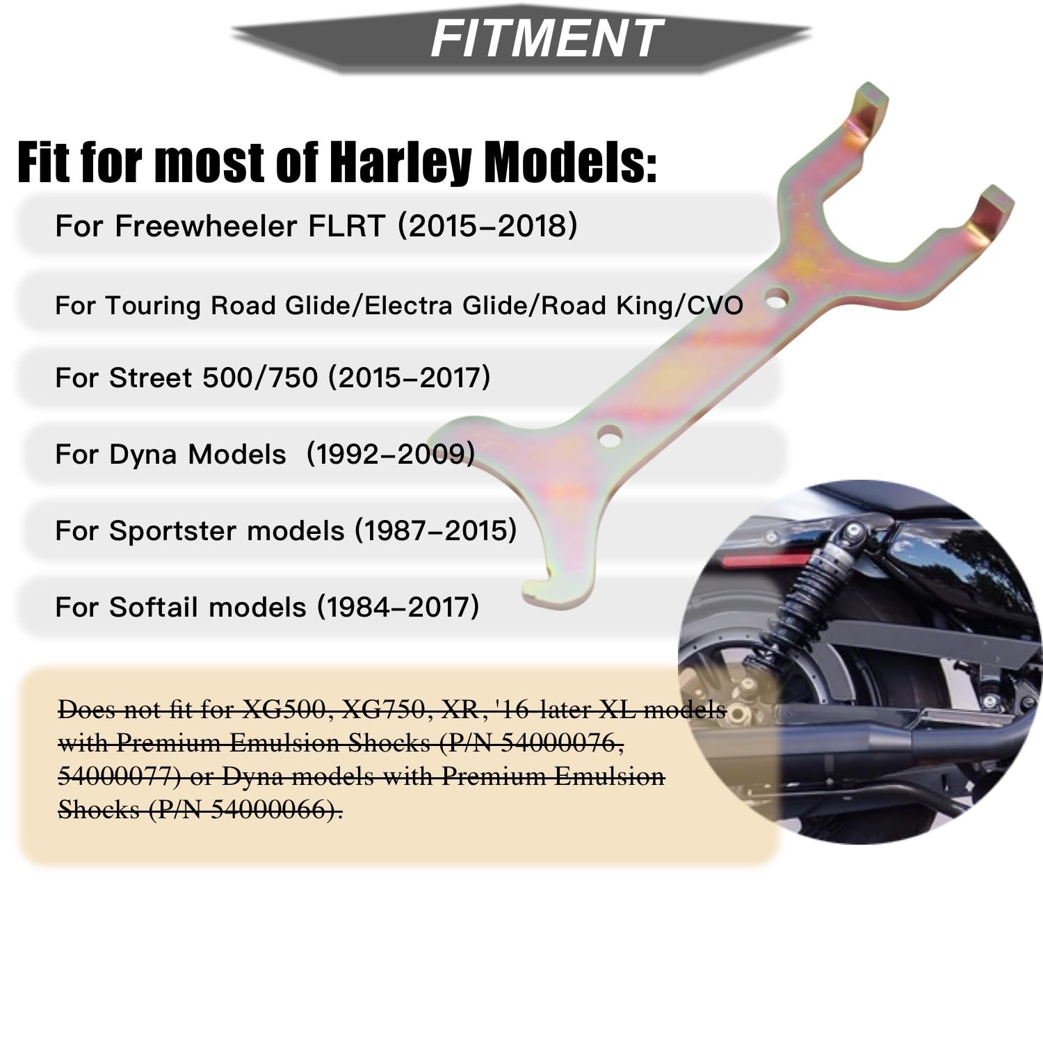 AIRCMT Motorcycle Rear Shock Spanner Wrench for Harley Davidson