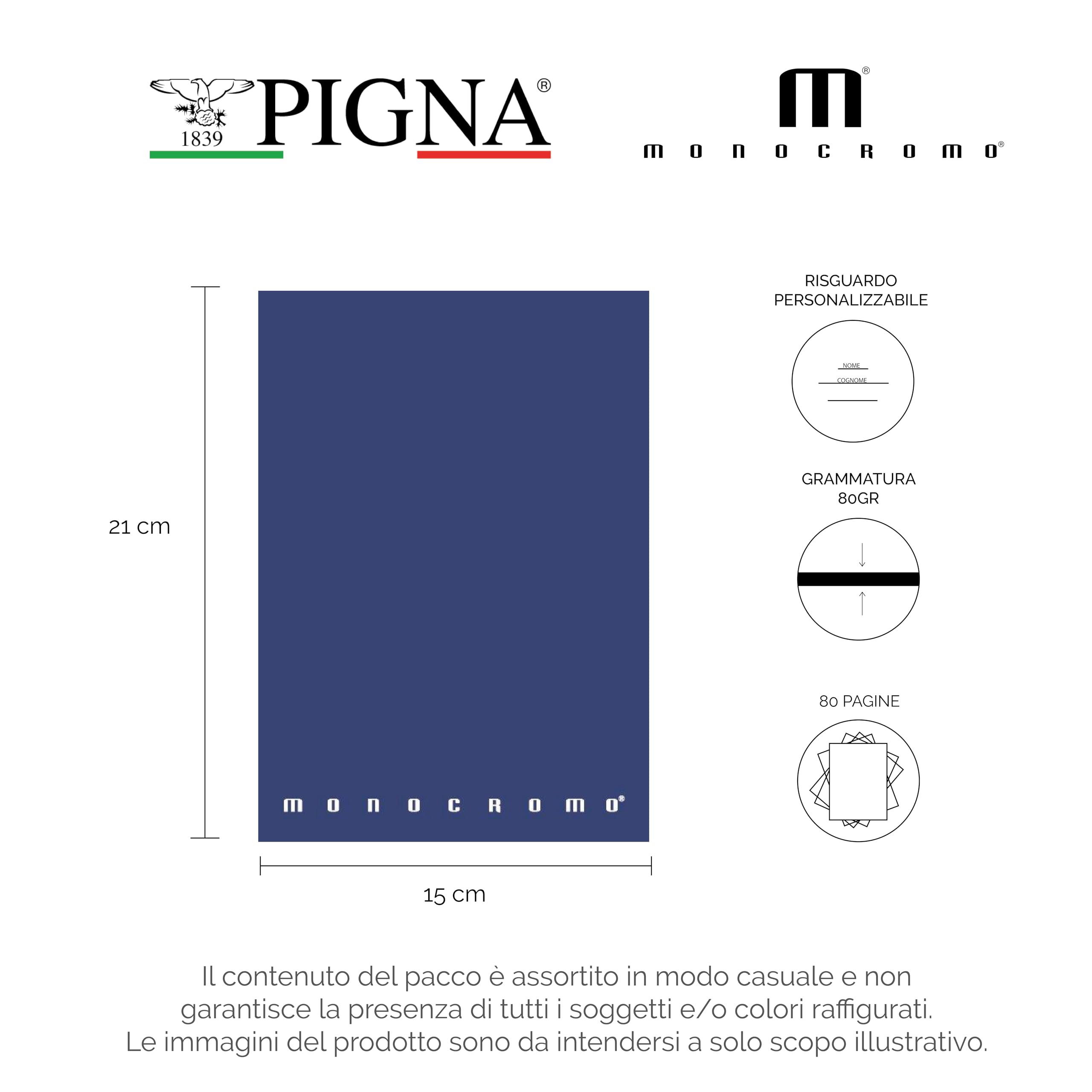 Pigna Quaderni Monocromo Assortiti A5 80 g/m² 10 unità 40 fogli