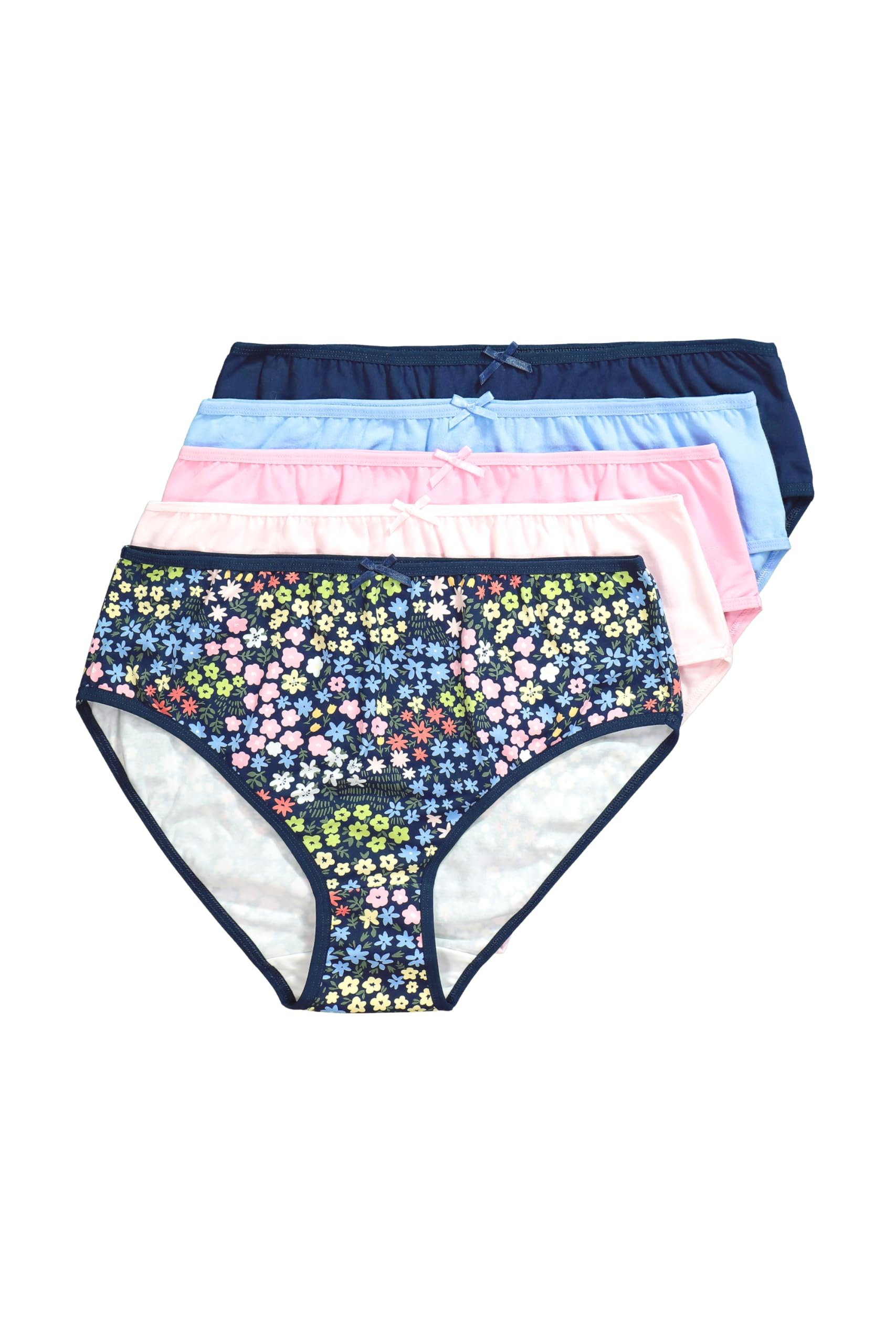 Ulla Popken Damen große Größen Übergrößen Plus Size Midislips, 5er-Pack, Blüten/einfarbig 846397