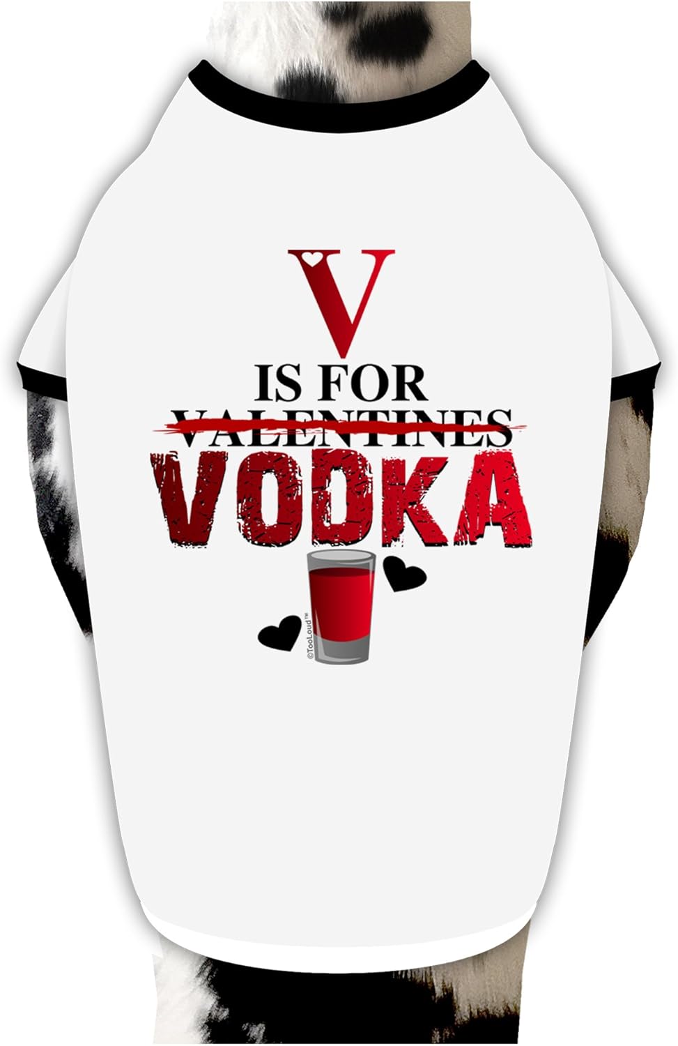 TOOLOUD V is for Vodka Cotton Dog Shirt White with Black Medium