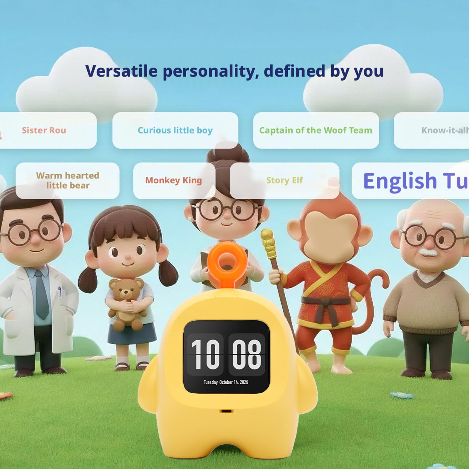 Aramox Robot Vocal AI, Jouet Compagnon Intelligent Interactif ABS avec 37 Langues, Réveil Narratif, Chat Vocal, Jouet d'apprentissage Portable 1200 MAh pour Enfants, Maison, Voyage, école (Yellow)