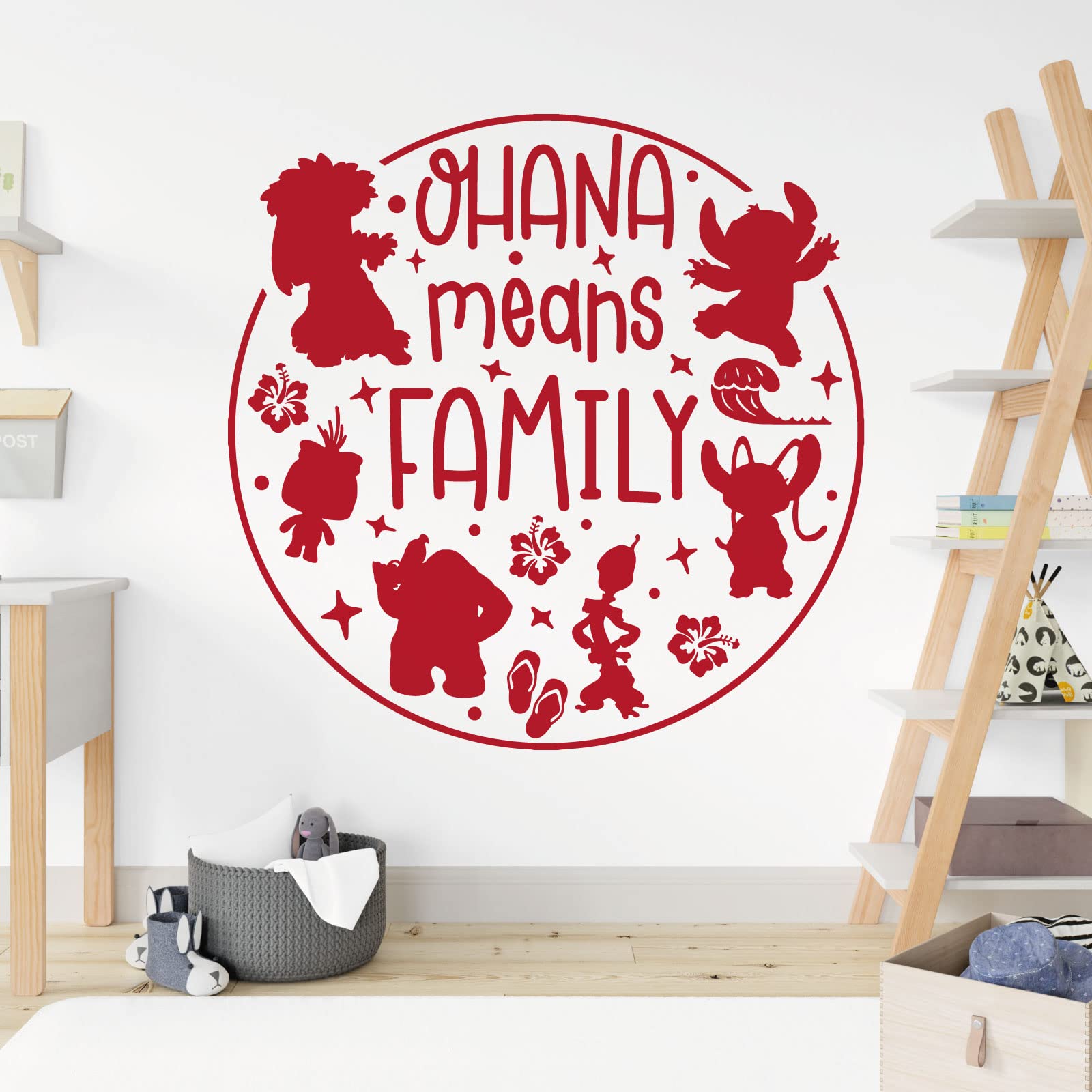 Ohana Means Family - Lilo and Stitch - Children Decal Wall Sticker [Large] [Cherry]