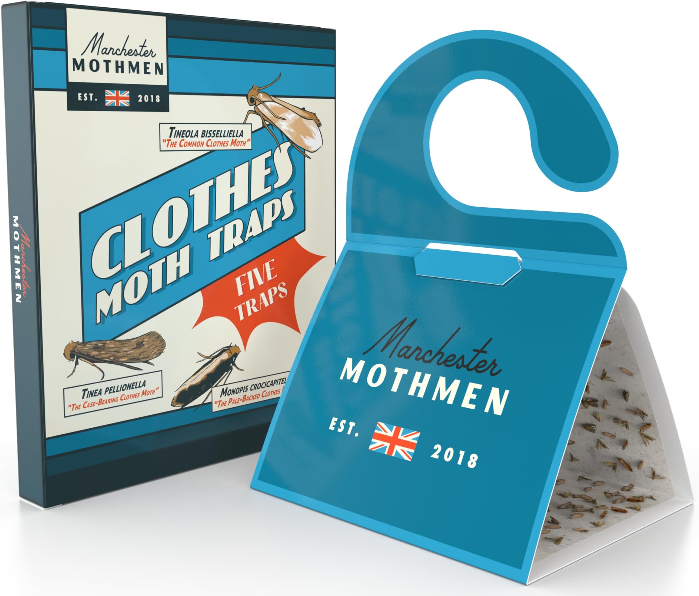 Manchester Mothmen Moth Killer | 5 Professional Clothes Moth Trap | Moth Repellent For Wardrobes | Carpet Moth Treatment | Anti Moth Product | Paper Pheromone Traps For Wardrobe | Carpet Beetle Killer