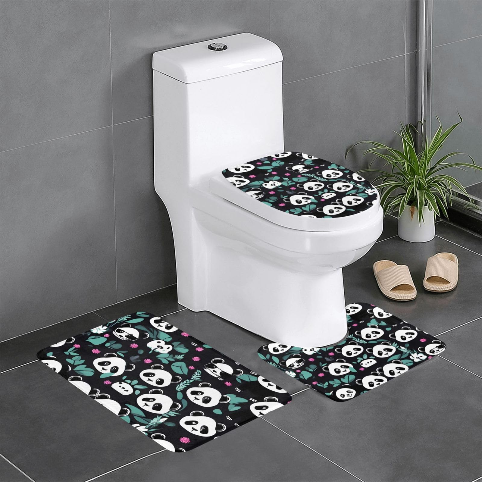 Tapis de salle de bain antidérapants rectangulaires 3 pièces pour wc et bain