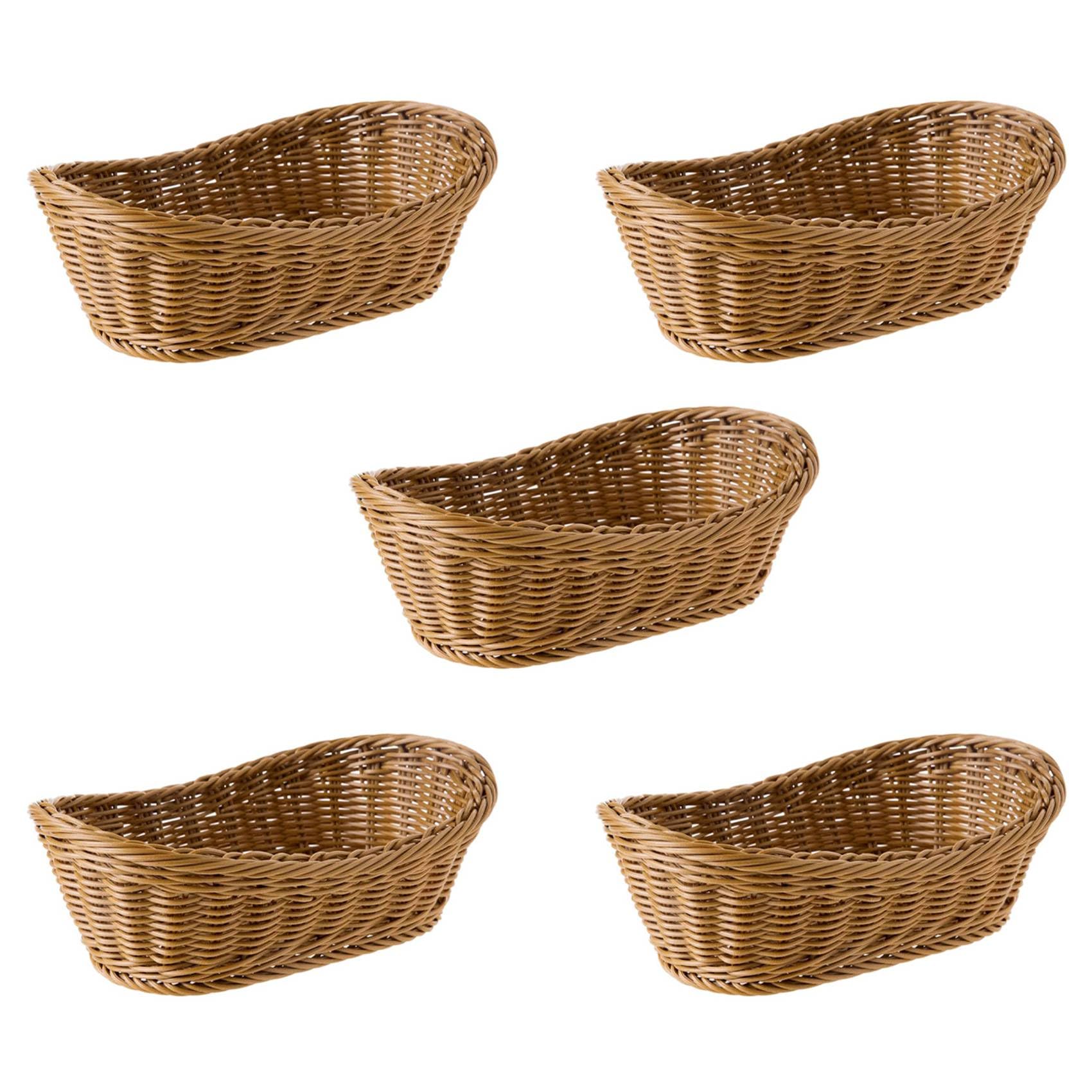 Hndhbfgrt 5X Oval Wicker Woven Basket Bread Basket Serving Basket, 11 Inch Storage Basket for Food Fruit Cosmetic Storage Table