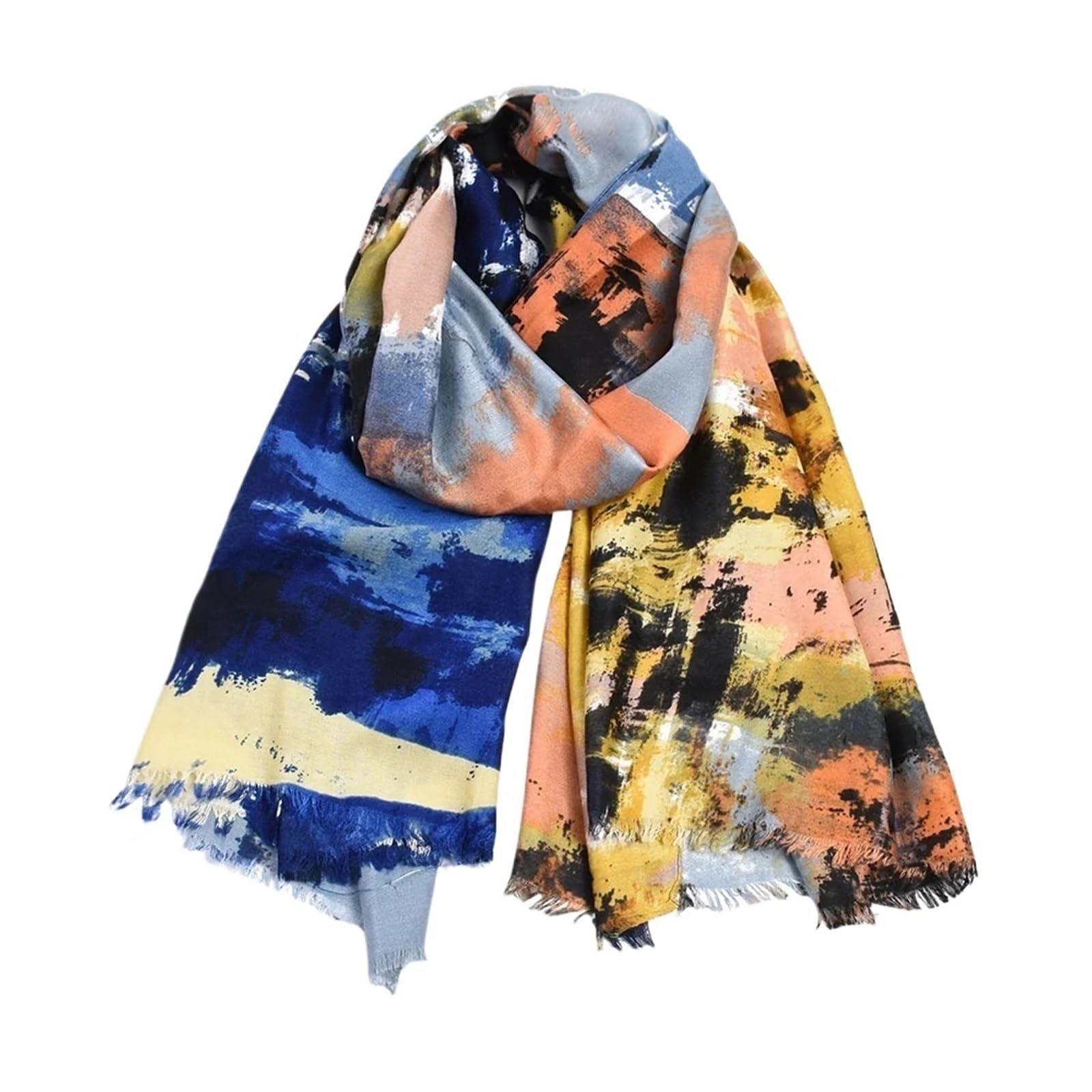 Generico Compatibile con sciarpe da donna, sciarpa stampata in lino e cotone graffiti, scialle colorato, bohémien, accessori