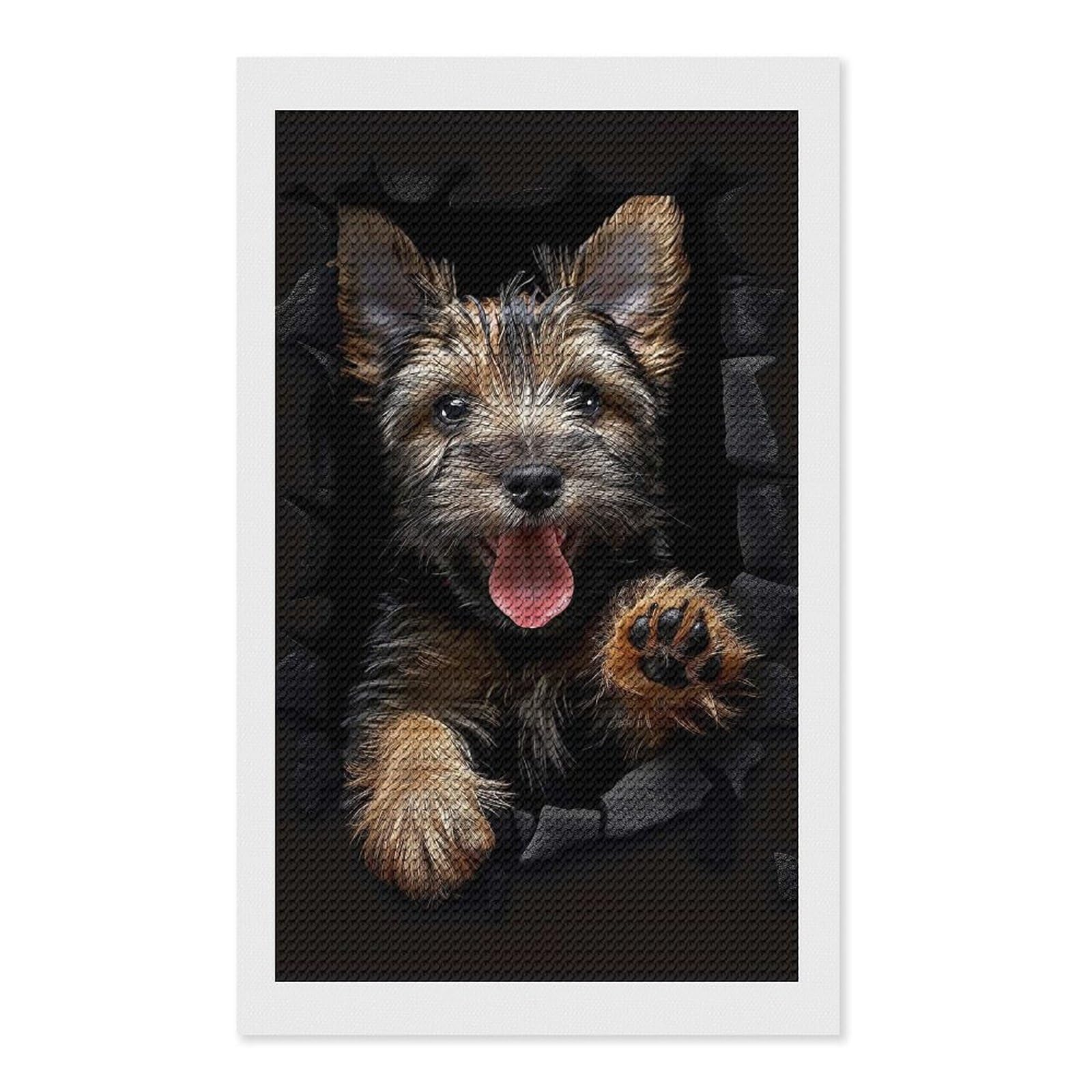 Junmoney Scottish Terrier Diamond Art Kit 12"x20", Creative Leisure Activity, Complete Accessories, Vintage Style Decor, for Women
