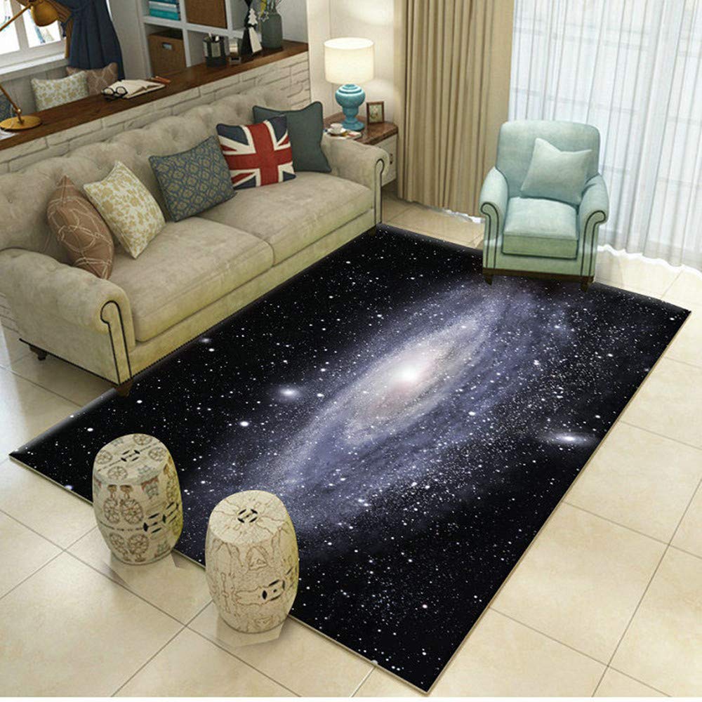 Tapis Galaxy Univers - Grande Moderne 3D Salon et Bain, Doux, Coloré, Lavable, Rectangle (Bleu, 120x180 cm