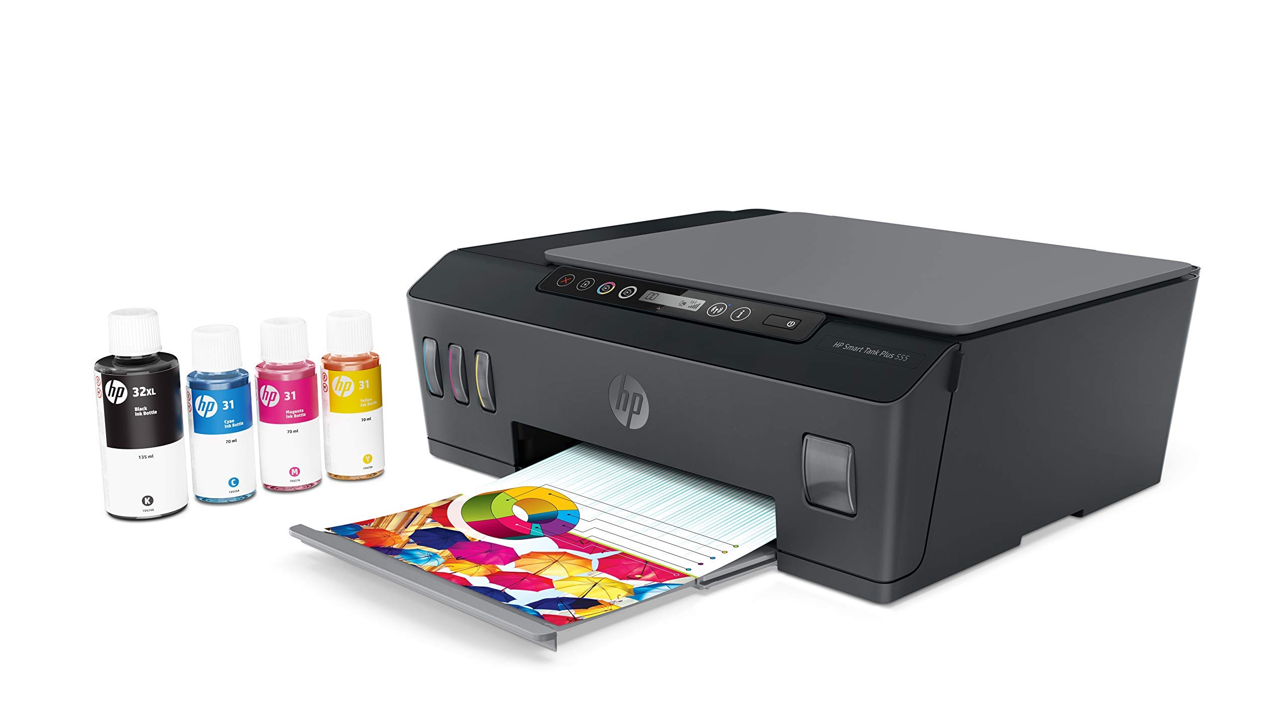 HP Smart Tank Plus 555 3-in-1 Multifunktionsdrucker (WLAN; Mobiles Drucken) – 3 Jahre Tinte inklusive, 3 Jahre Garantie, großer Tintentank, hohe Reichweite, Drucken in hoher Qualität