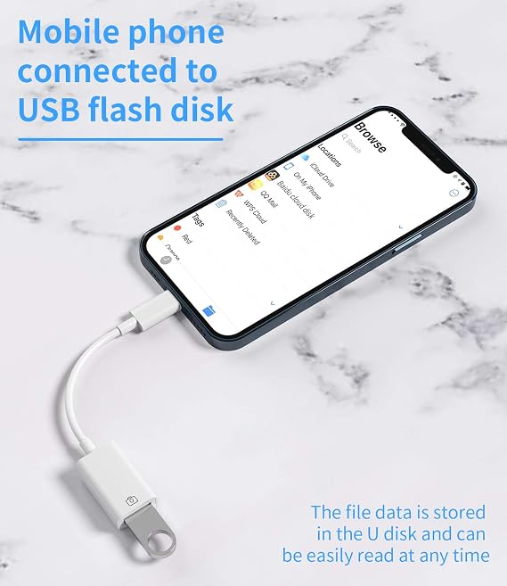 Zoyuzan Lightning Male to USB Female Adapter OTG Cable for Apple iPhone 11 12 Mini Max Pro XS XR SE2 7 8plus Ipad Air3 A Camera Memory Card Reader