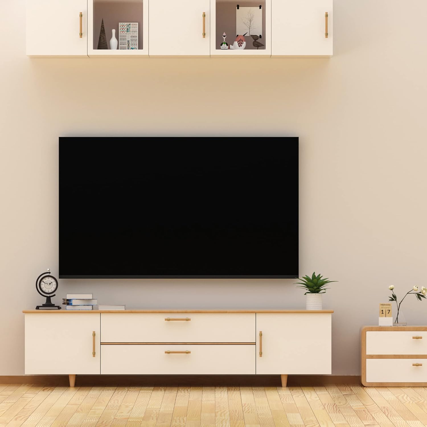 Wooden Drawer Pulls,6-Pack Beech Wood Drawer Handles 6.3in,Suitable for Kitchen, Living Room, Bedroom, Bathroom and Other Scenes,Gold