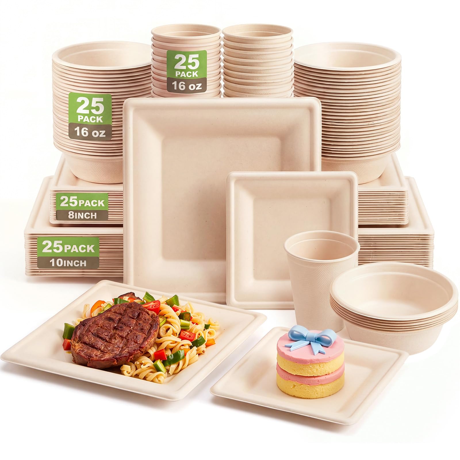 Havawish Compostable Plates & Bowls - 25 Guest Set -7