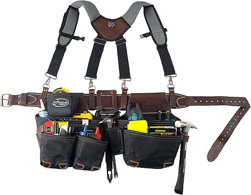 Miniatura 3 de Dead On Tools DO-HSR Cinturón de herramientas híbrido de cuero con tirantes, color negro