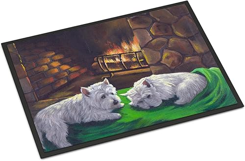 Miniatura 1 de Caroline's Treasures PPP3276MAT Westie A Winter's Night Felpudo de 18 x 27 pulgadas, tapete para puerta delantera, interior y exterior, para