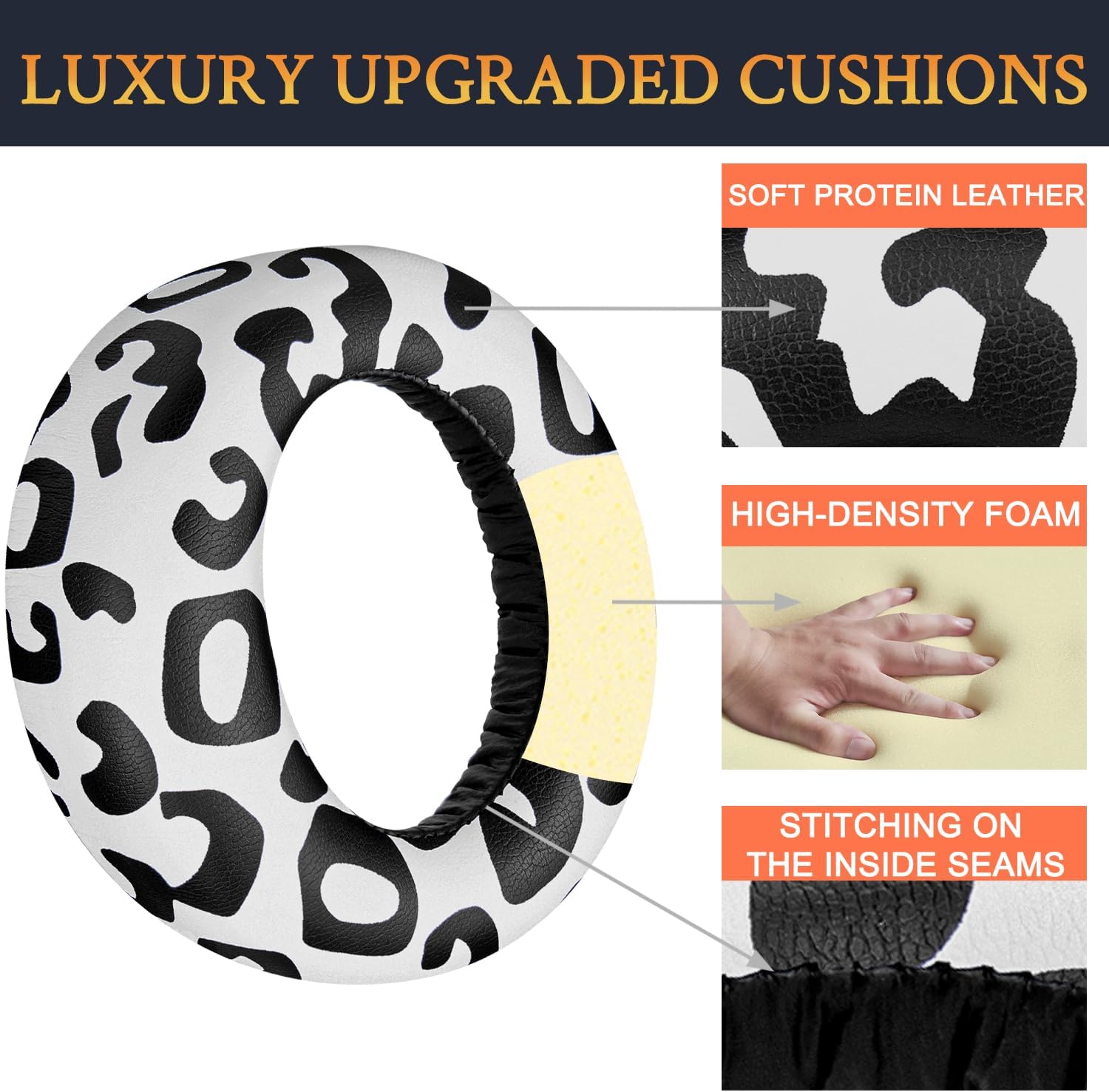 SOULWIT Earpads Cushions Replacement for Sony PlayStation 5 Pulse PS5 3D Wireless Headset, Ear Pads Cushions with Soft Protein Leather, Noise Isolation Foam - Snow Leopard