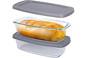 2-Pack Glass Loaf Pans for Baking Bread with Lids