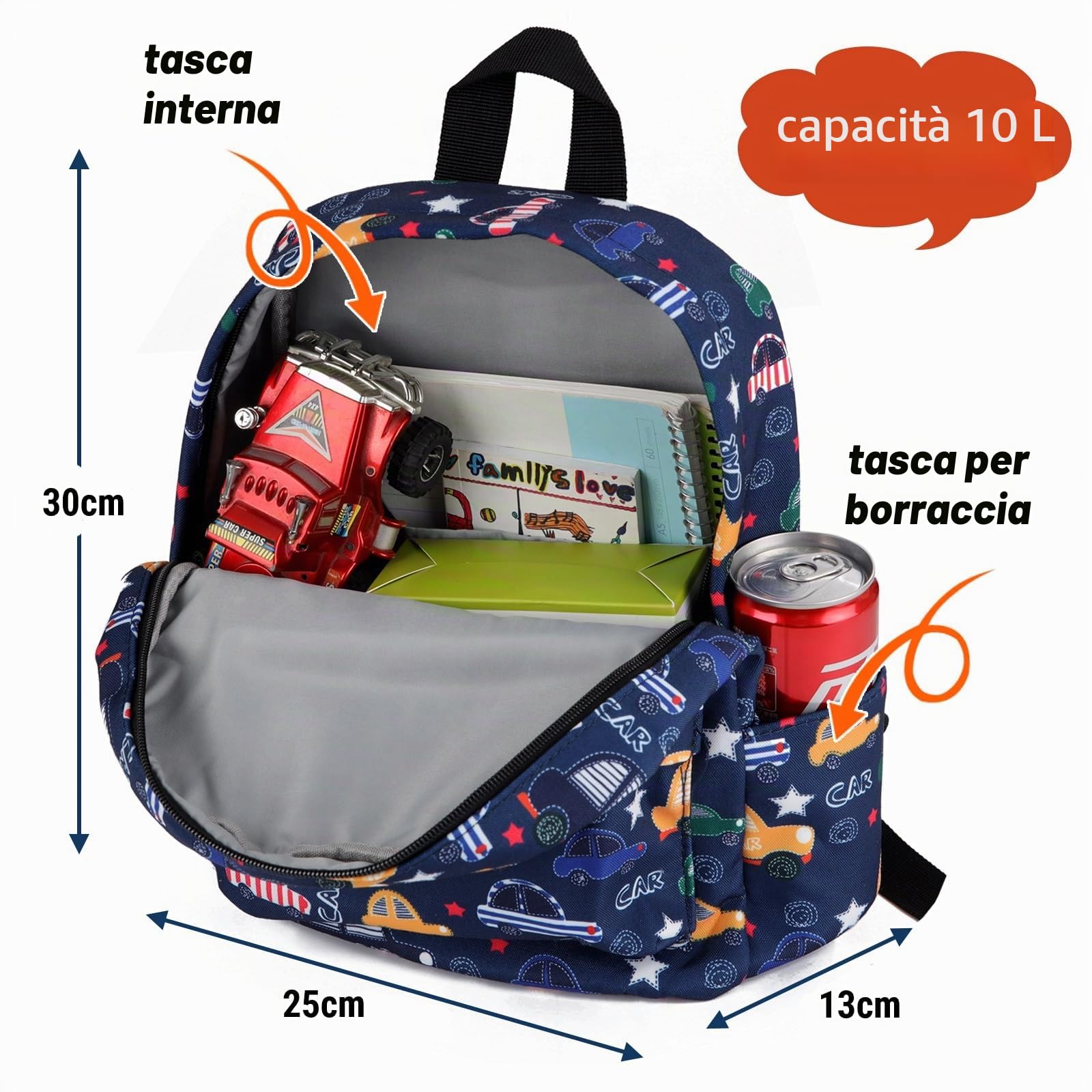 Zicac Zaino per Bambini, Impermeabile Zainetto Asilo Bimbo,Carino Zaino Scuola Elementare Bimbo,Dinosauro Zaino Asilo per Ragazzi/Ragazze 3-7 Anni