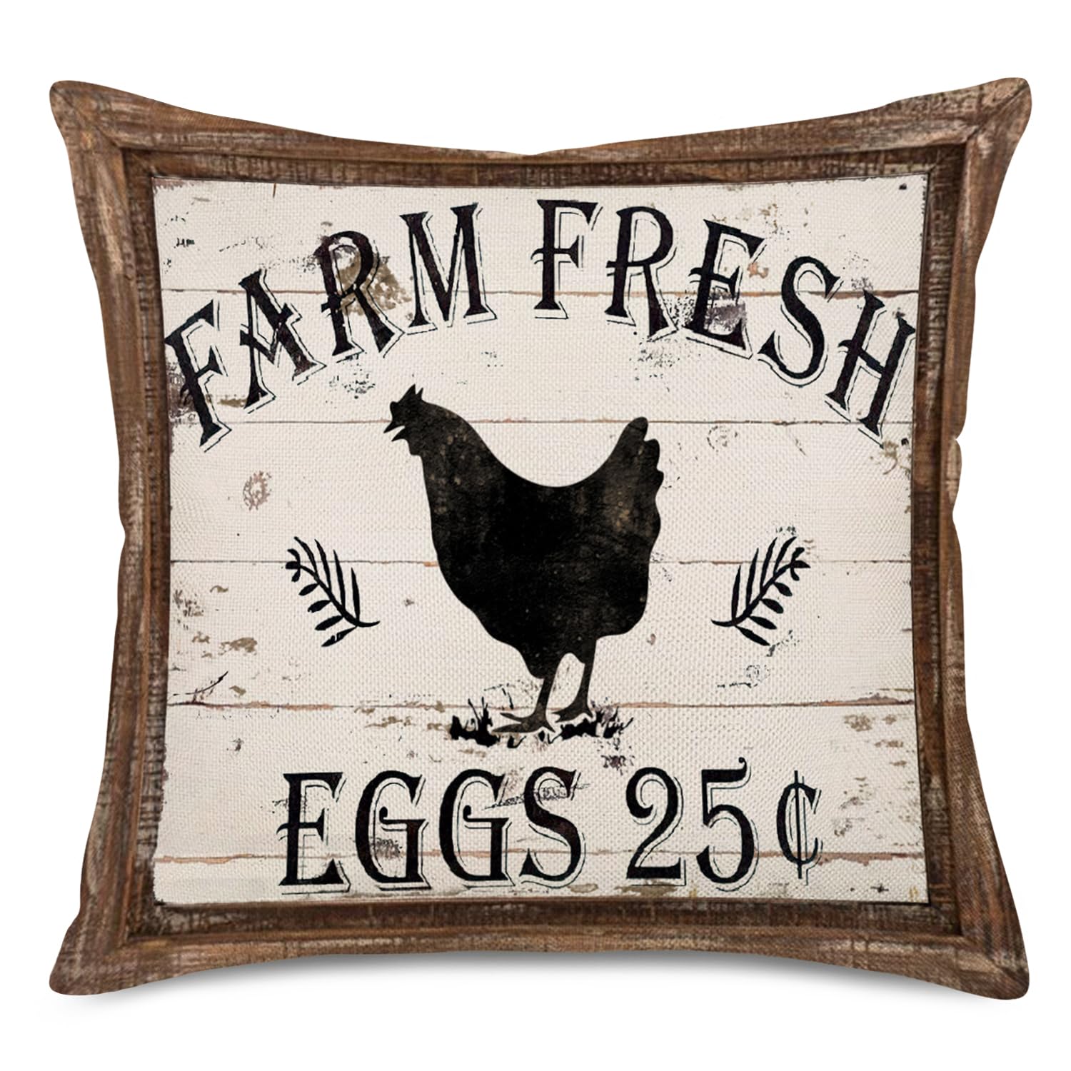 Smilyard Lot De 4 Housses De Coussin Rustiques Vintage De Ferme 45,7 X 45,7 Cm, Animaux De La Ferme, Coq, Poule, Vache, Cochon (VAP 06