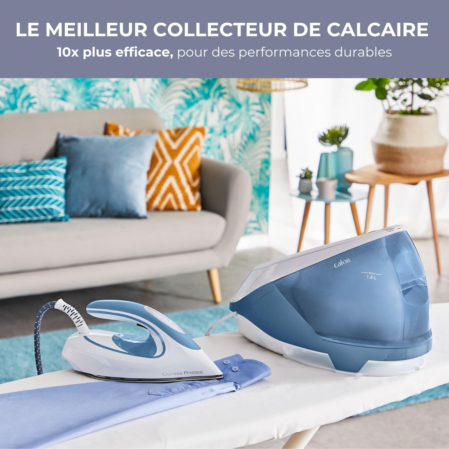 Calor Express Protect, Centrale Vapeur Classique, Débit vapeur 520 g/min, Sans réglage, Réservoir 1,8L, Fabriqué en France, SV9202C0