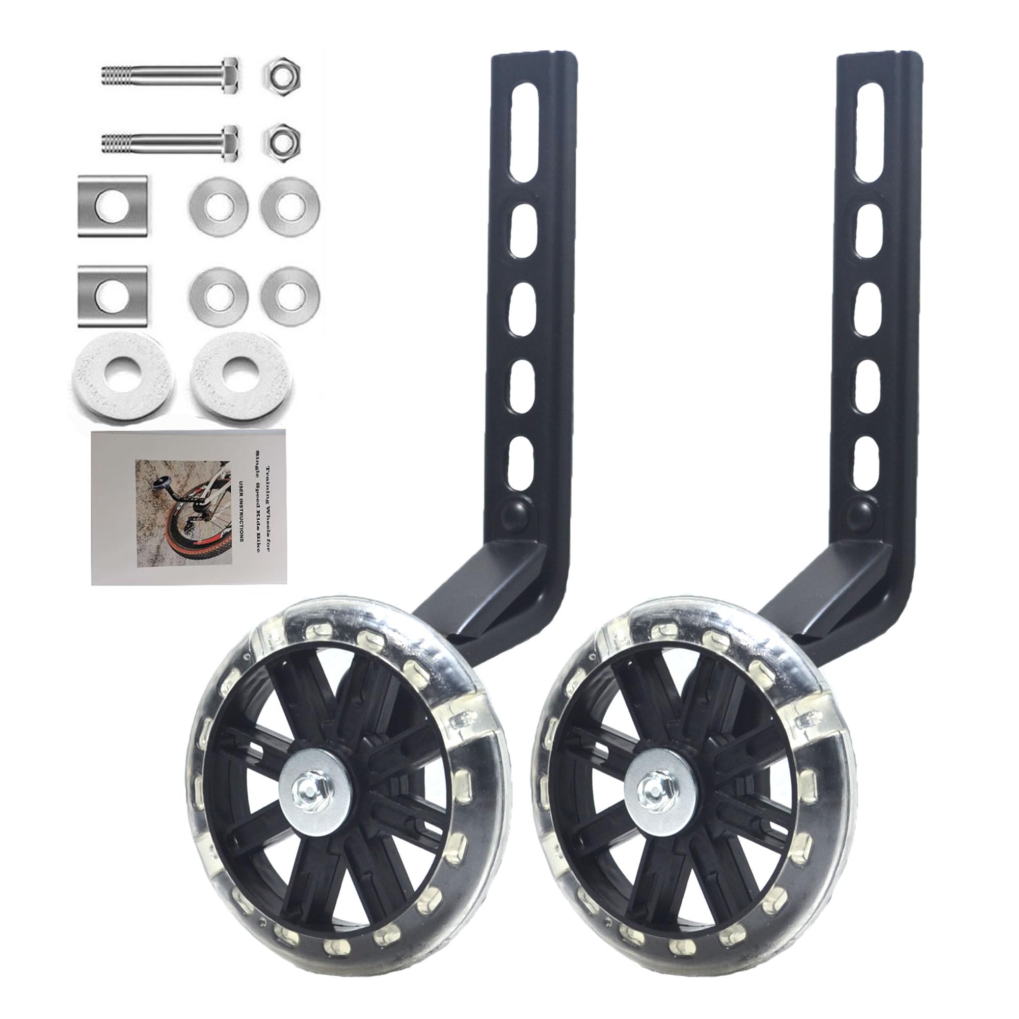 Flash Training Wheels for 12 14 16 18 20 Inch Bike，Bicycle Training Wheels for Single Speed Kids Bike