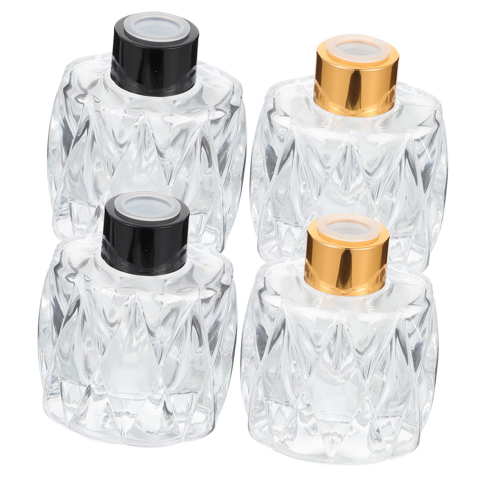 MAGICLULU 2 Sätze Aromatherapieflasche Aus Glas Schreibtischdeko Hochzeitsdeko Schwarze Diffusorflasche Sirup Auto Diffusor-aromatherapie-Glas Transparente Diffusorflasche Golden 4 Stück * 2