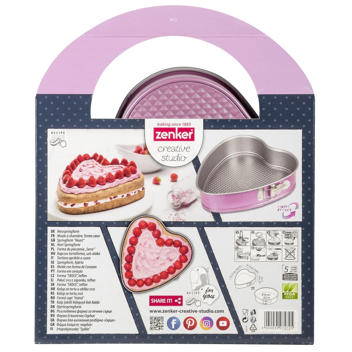 Zenker Moule à Gâteau Cœur Avec Charnière 27x25 Cm - Acier Antiadhésif