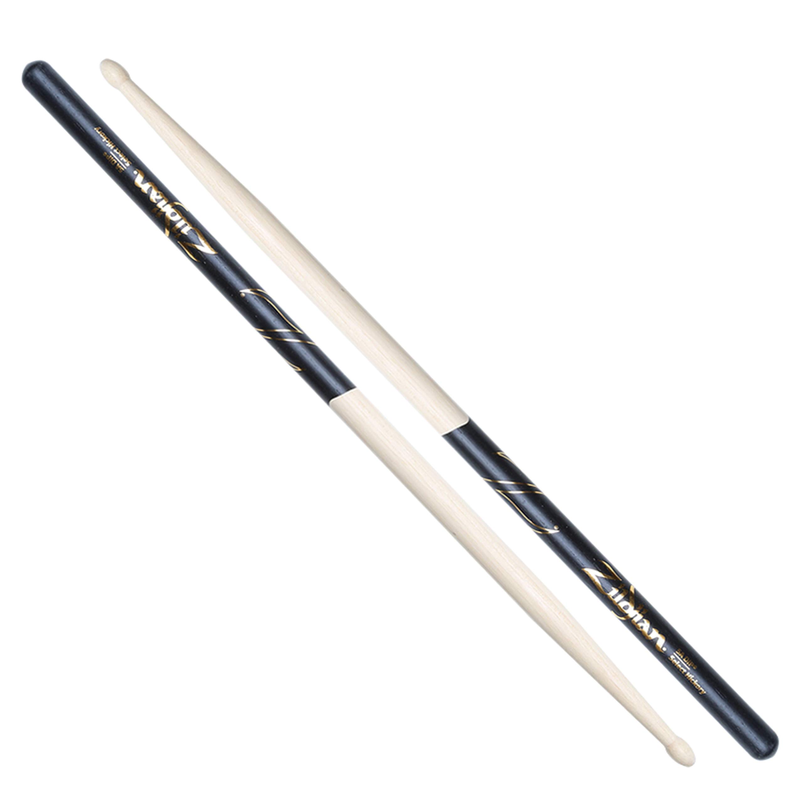 Zildjian 5A Hickory Drumsticks - Wood Tip - Black DIP