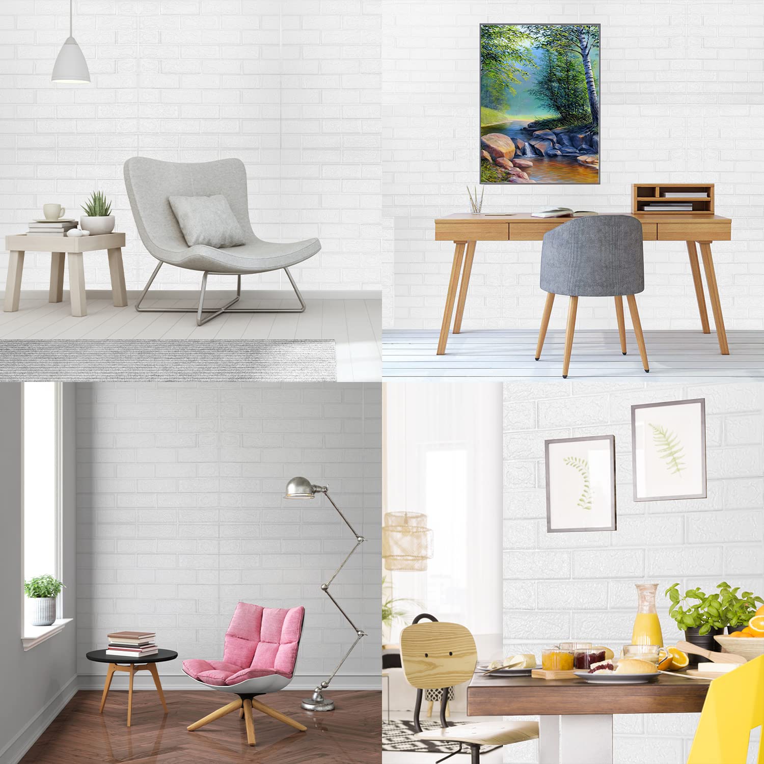 Herrselsam 3D Wandpaneele Selbstklebend 30 Stück, Ziegel Tapeten Steinoptik 77 x 70CM, Steintapete Wandaufkleber Wasserdicht Wandtapete Klebetapete für Schlafzimmer, Küche, Badezimmer, Wohnzimmer