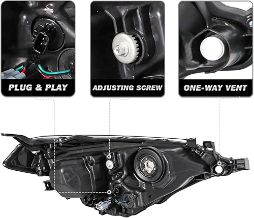 Miniatura 3 de SOCKIR Conjunto de faros delanteros para Toyota Corolla BaseCECLE EcoLELS PlusSSedan 4 puertas proyector LED de repuesto carcasa negra con bombillas