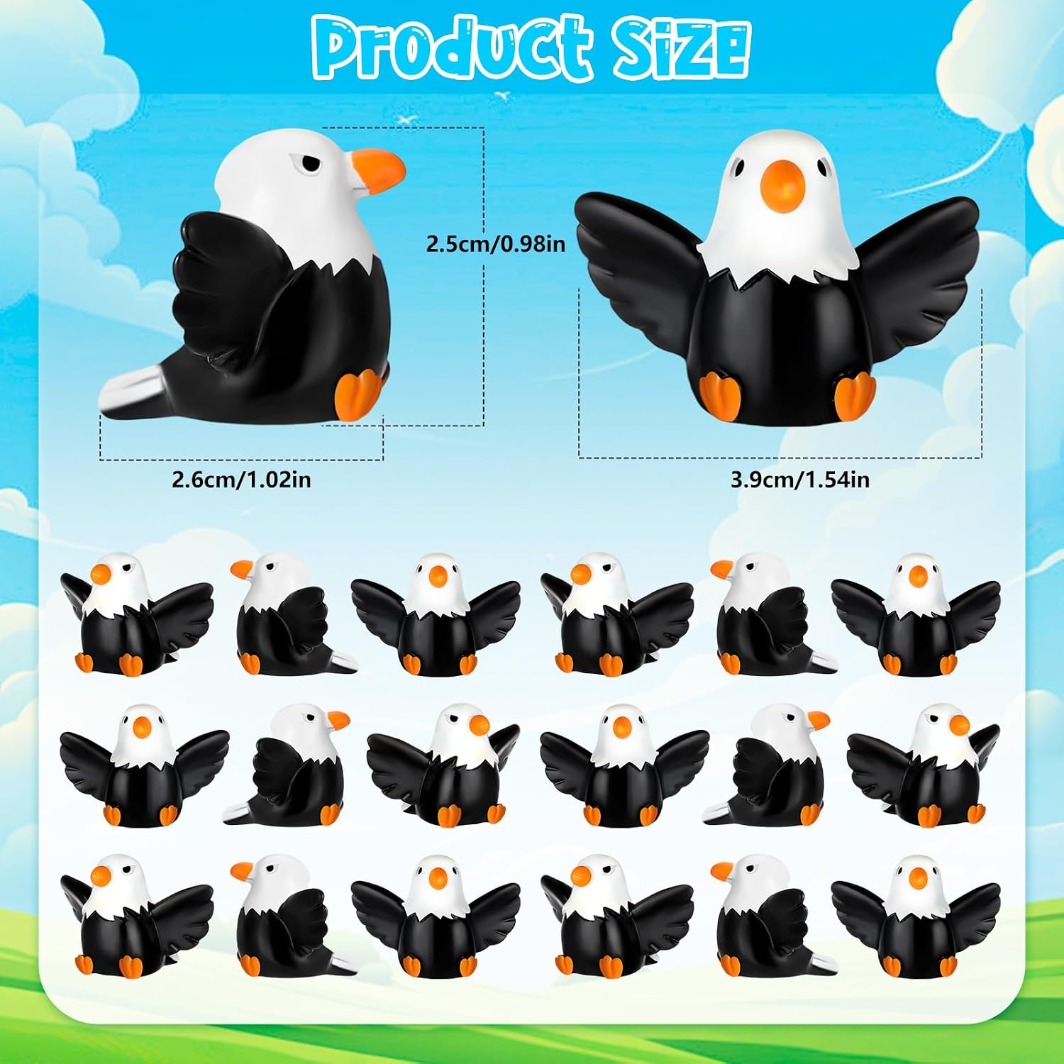 48 Pcs Mini Resin Bald Eagle, Patriotic Bald Eagle Figurines image 2
