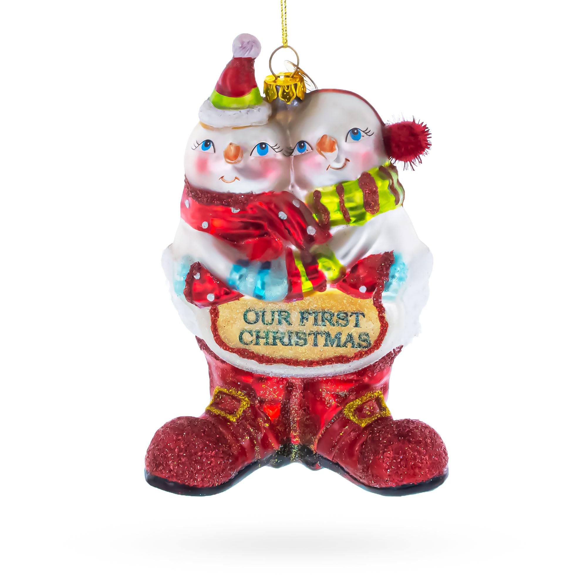 Boule de Noël en verre soufflé BestPysanky cadeau idéal premier Noël couple