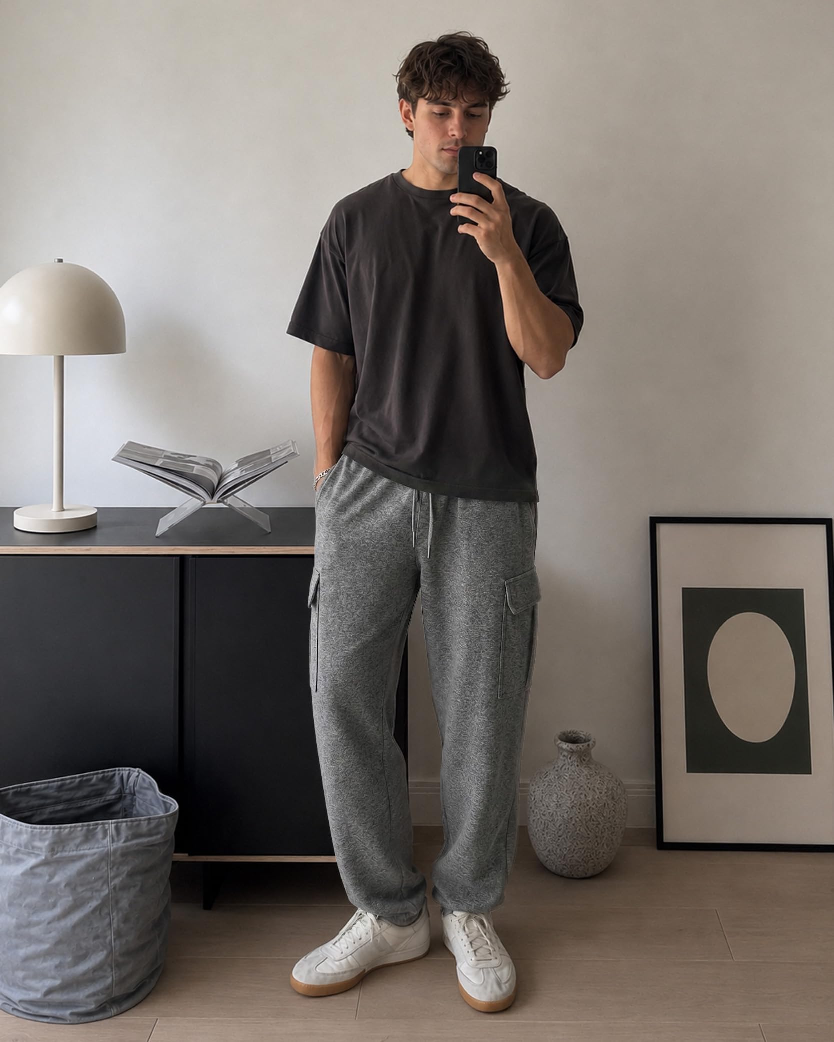 Zylioo Pantaloni cargo extra lunghi da uomo, pantaloni da jogging