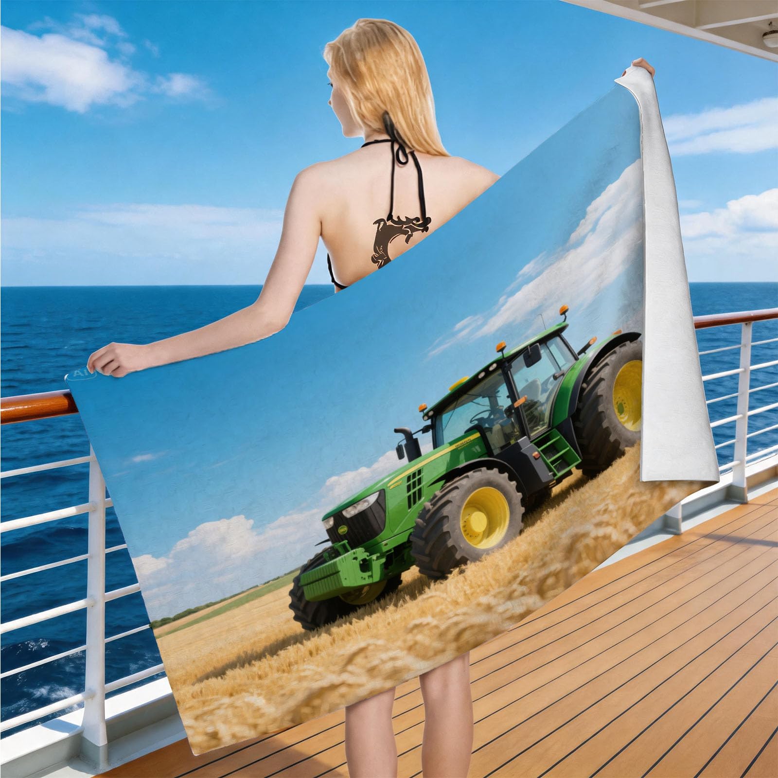 Hongduo Microfiber Quick Dry Beach Towel Farm Tractor, 3D Agricultural Machinery Beach Towels Absorbent Fast Drying Bath Towels, Travel Camping Gym Swimming Bathroom (80x160cm)