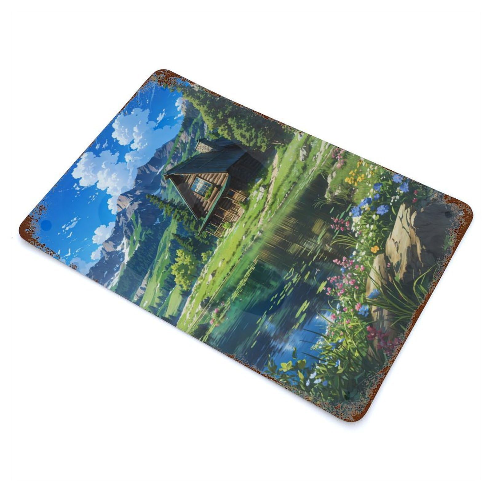 Alpine Refuge Decorative Tin Sign 11.8"x7.9", for Bistro, Counter And Cafe Decor, Retro Wall Decor