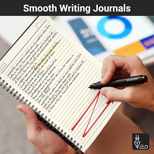 Miniatura 7 de EUSOAR Cuaderno de espiral con rayas universitarias, B5, paquete de 6 unidades, 7.3 x 10.2 pulgadas, 120 páginas, tapa dura, negra, cuaderno de