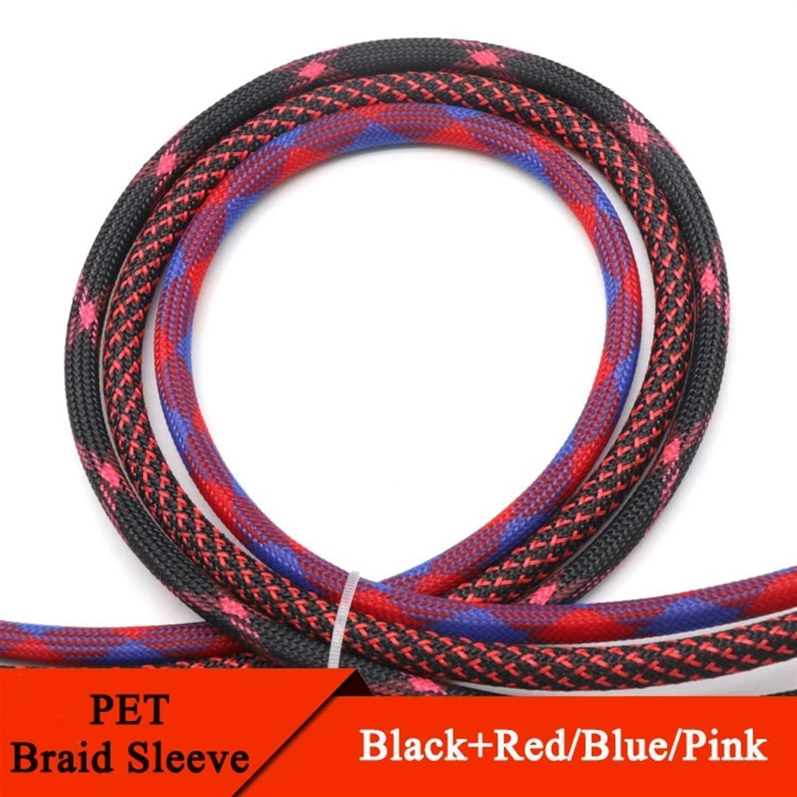 Guaina Cavi 1/10M 2 4 6 8 10 12 14 16 18 20 25 30 40mm Guaina espandibile intrecciata ad alta densità protettiva in nylon isolata Per la conservazione(Black Pink,40mm,10 Metesr)