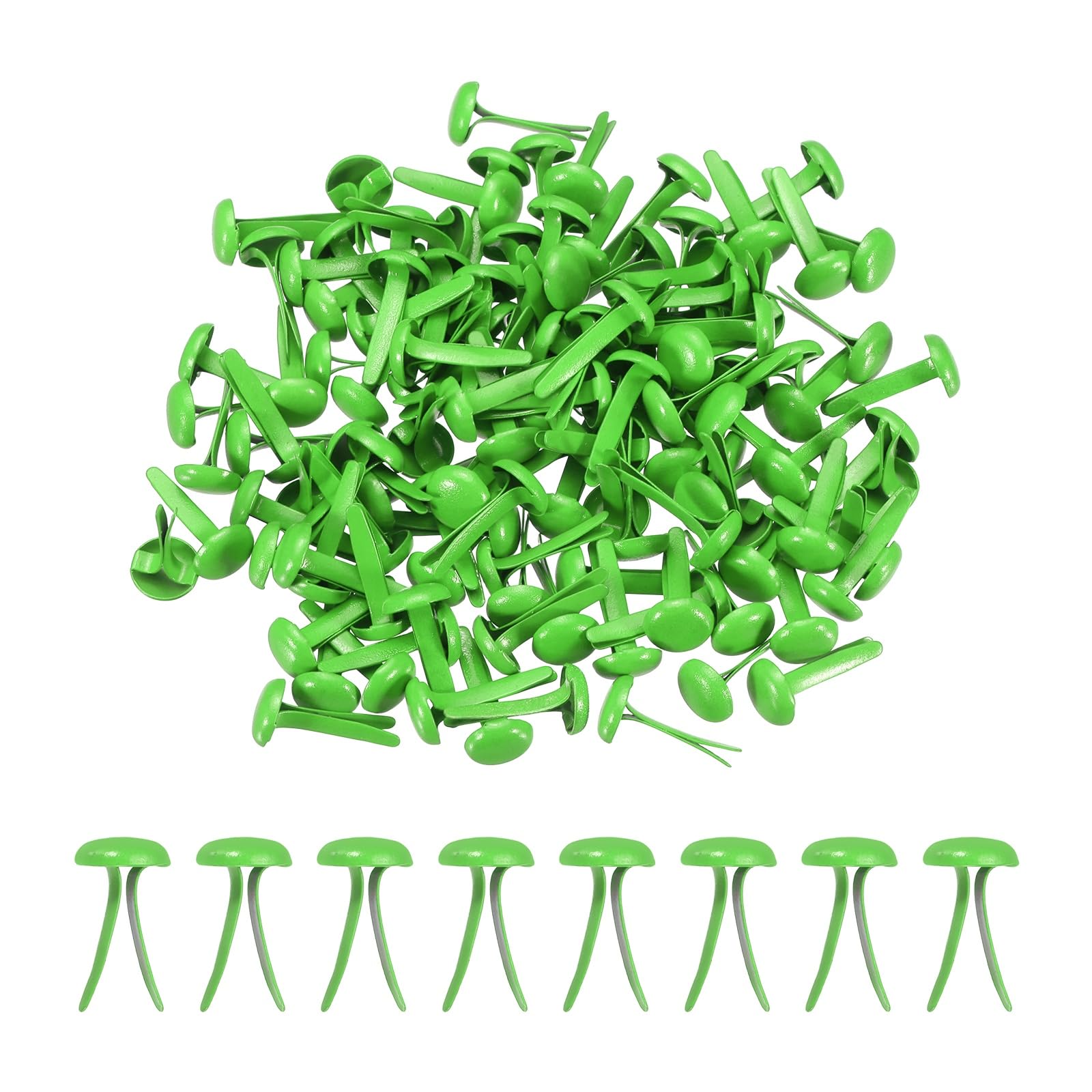 PATIKIL 120 Pcs Brads Paper Fasteners, 9 x 5 mm Metal Round Head Split Pins, Prong Brads for Scrapbooking Leather Craft Decorative DIY Supplies, Green