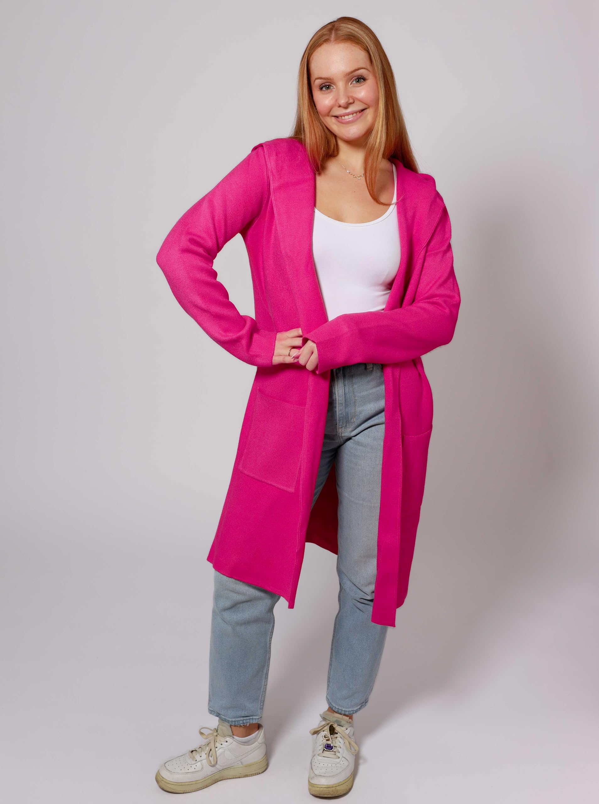 Zwillingsherz Strickjacke Cardigan für Damen Frauen - Hochwertiger Mantel Überwurf warm weich und kuschelig mit Kapuze - Perfekt für Frühjahr Herbst Winter - Cape Umhang mit weichem Strick