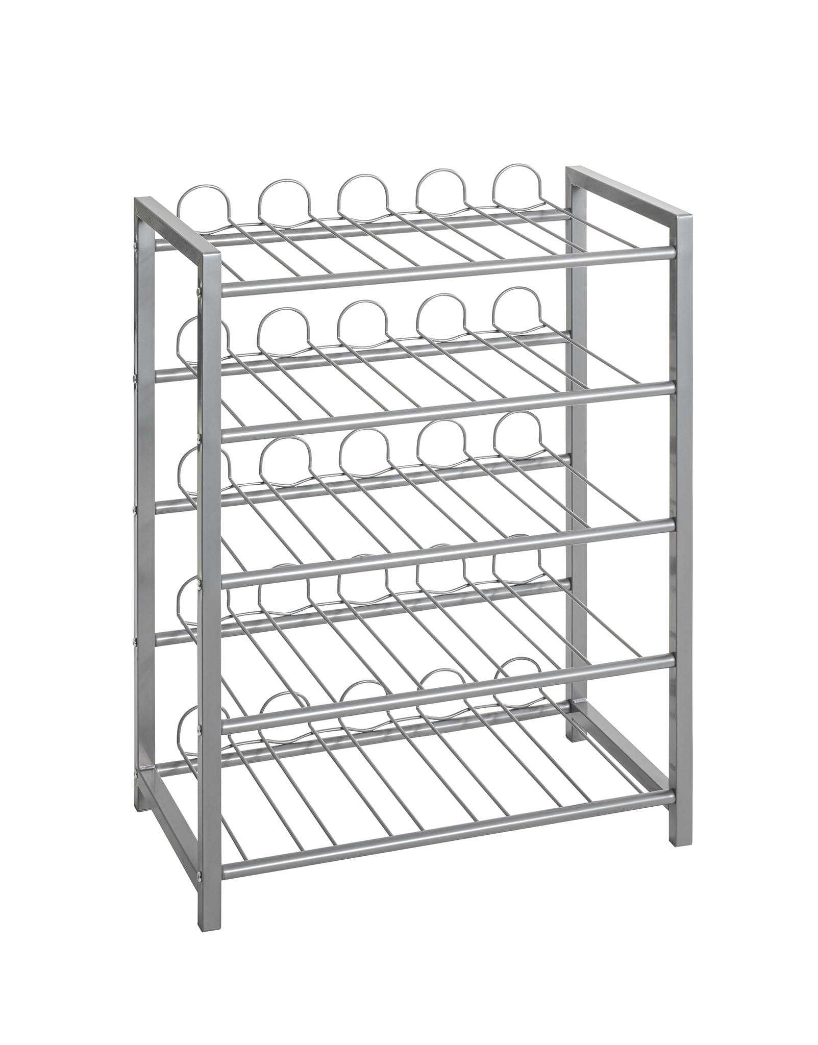 HAKU Casier à Bouteilles 25 Bouteilles Porte Bouteilles Rangement Bouteilles de vin en métal, Couleur Aluminium - Dimensions : L 54 x H 76 x P 31 cm, Style : Moderne