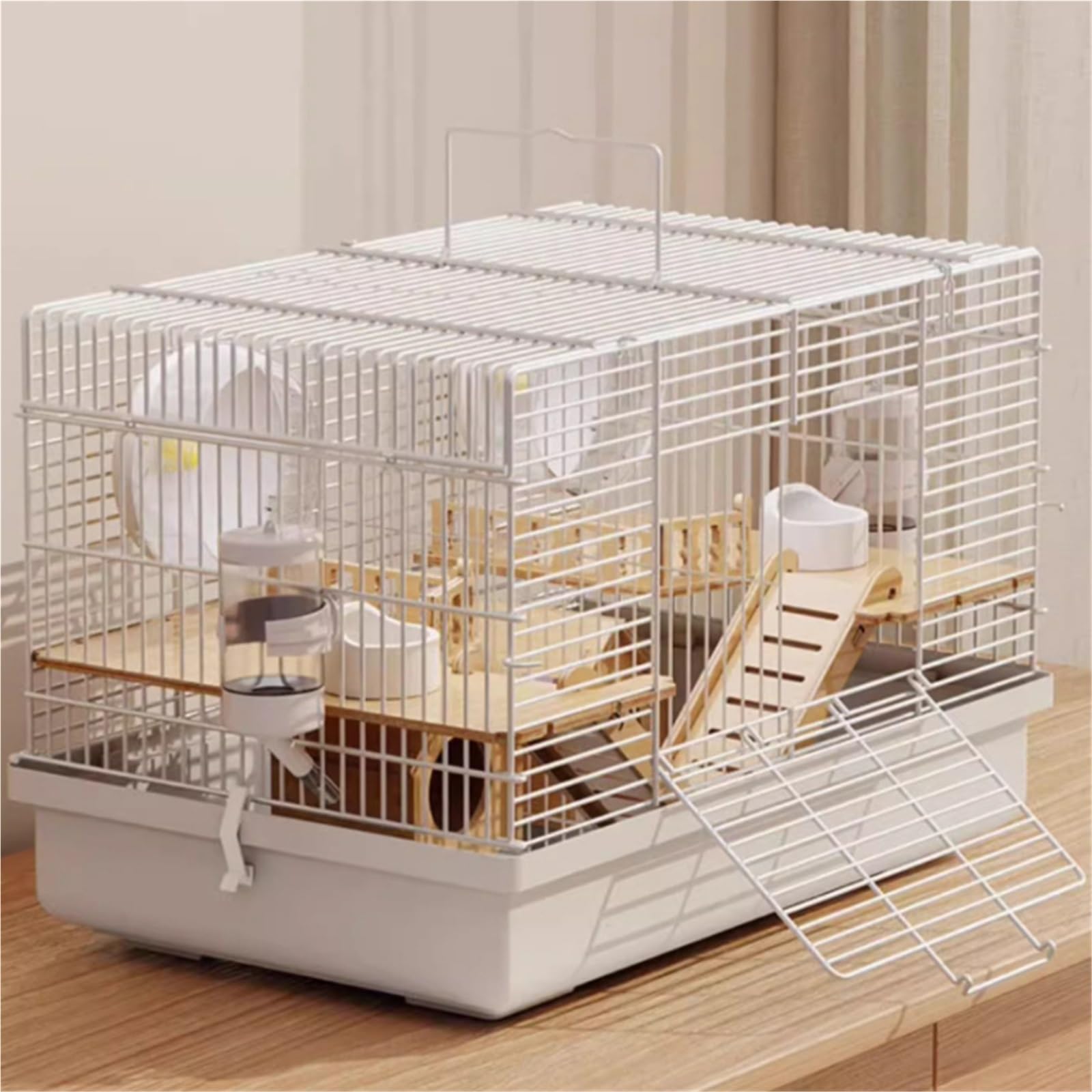 Jaulas para Animales Jaula for hámster habitación Doble con Estructura de Malla separada y asa cómoda(Pink)