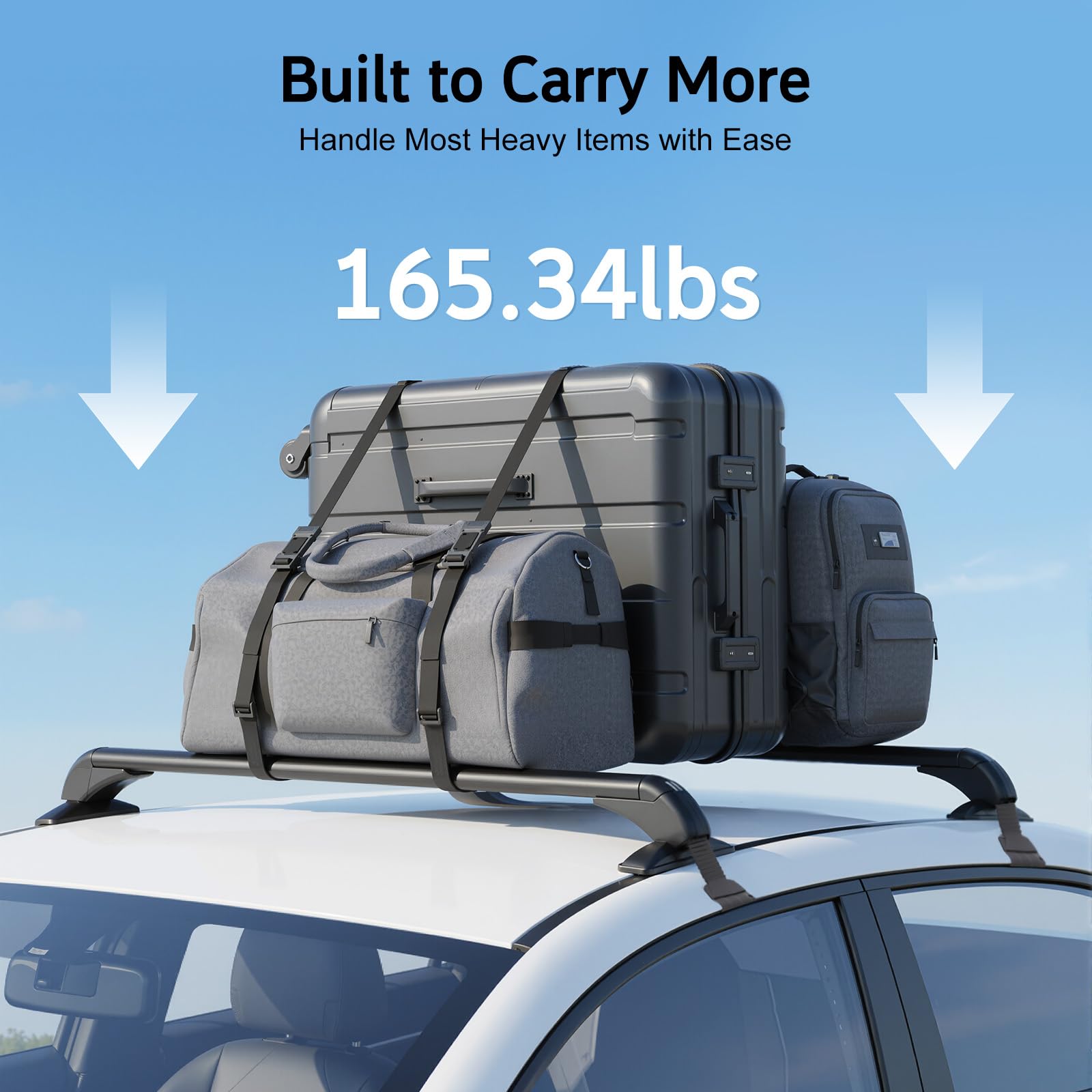 2PCS Top Roof Rack Cross Bar, 39.4" Adjustable Window Frame Lockable Anti-Theft Design Universal Luggage Rack Fits Honda Civic 2006-2020 Car Roof Bars for Car Roof Cross Bar Carrier, 165LBS Max Load