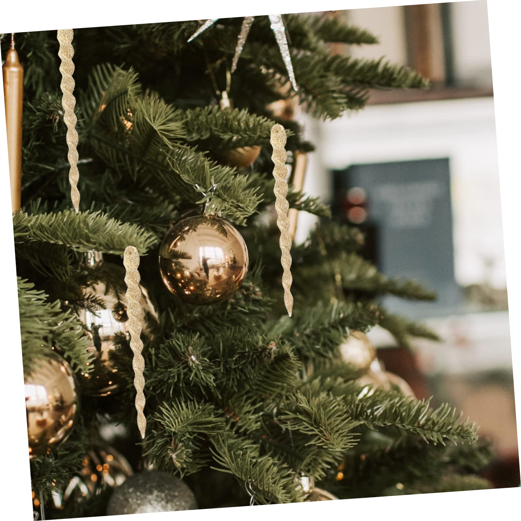 TOPBATHY Weihnachtstrofen 300 STK Zwiebel-Pulver- -Schnee-Nadel Weihnachtsschmuck Zum Aufhängen Weihnachtsschmuck Aus Eiszapfen Weihnachtsbaum-anhänger Eiszapfen Ornament Christbaumschmuck Plastik