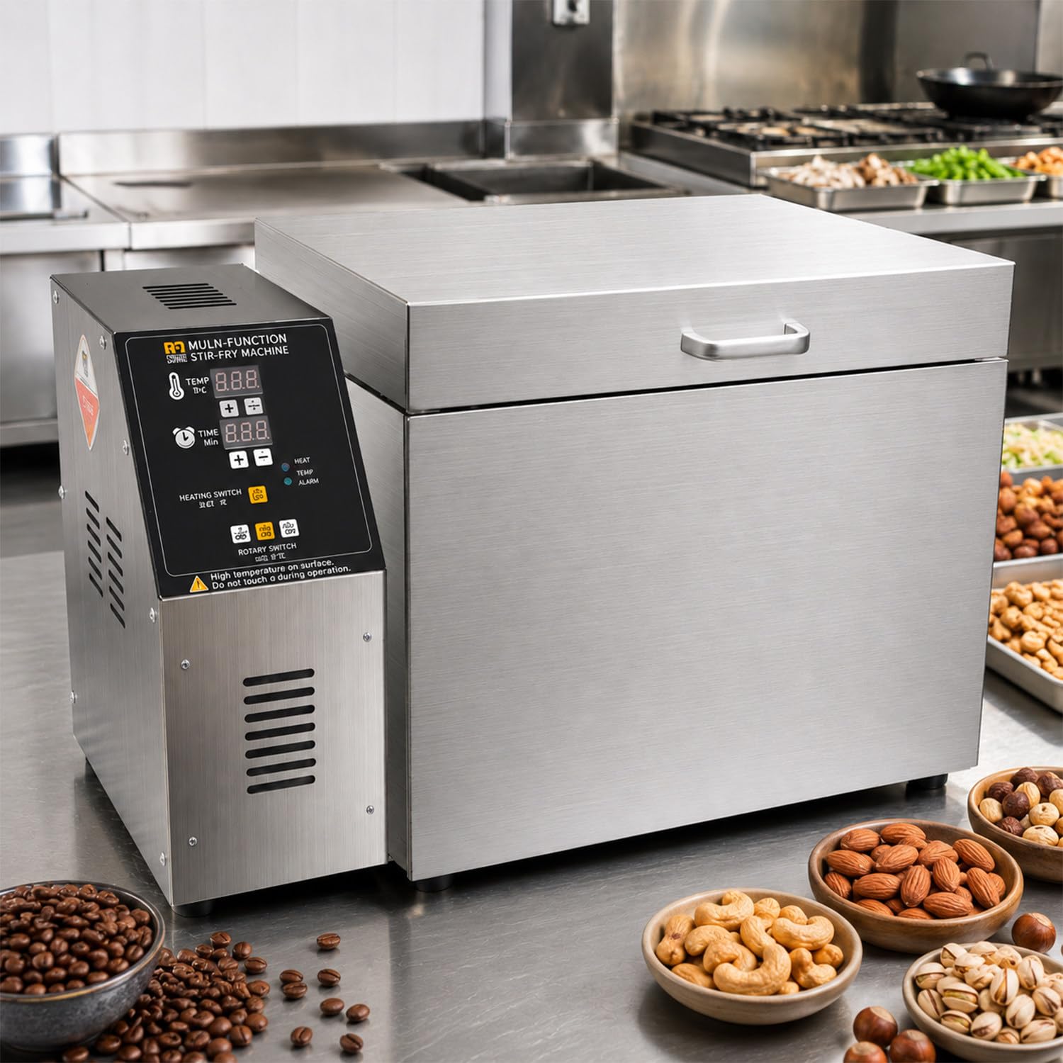 1500/2200w Electric Peanut Roaster, Coffee Bean Roaster, 30-300℃ Adjustable, With LED Control Panel and 2.5/5kg Roasting Drum, 360° Rotation, Forward and Reverse Rotation Switching type10