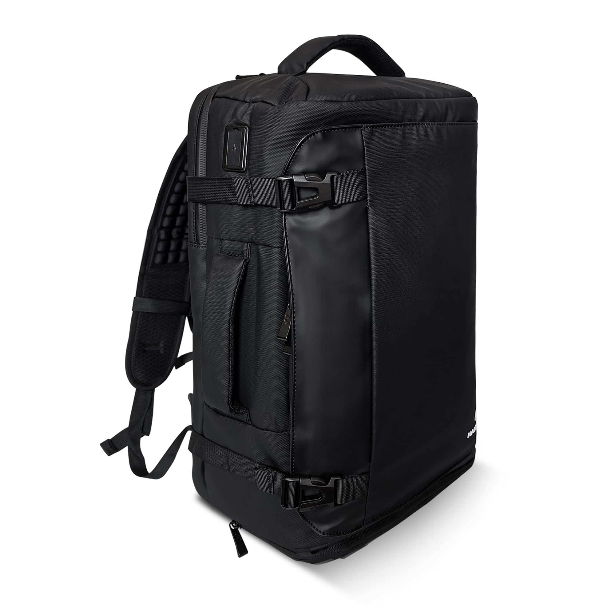 NANDADEVI Mochila para hombre, 40 l, grande, resistente al agua, con aislamiento en seco y húmedo, mochila para portátil de 17,3 pulgadas, Negro , 49 x 31 x 20 cm, 40 l