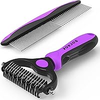Vista 8 de Cepillo de Aseo para Mascotas y Peine de Metal Combo, Cepillo para Gatos Cepillo para Perros para Muda de Pelo, Rastrillo de Subpelo para Aseo