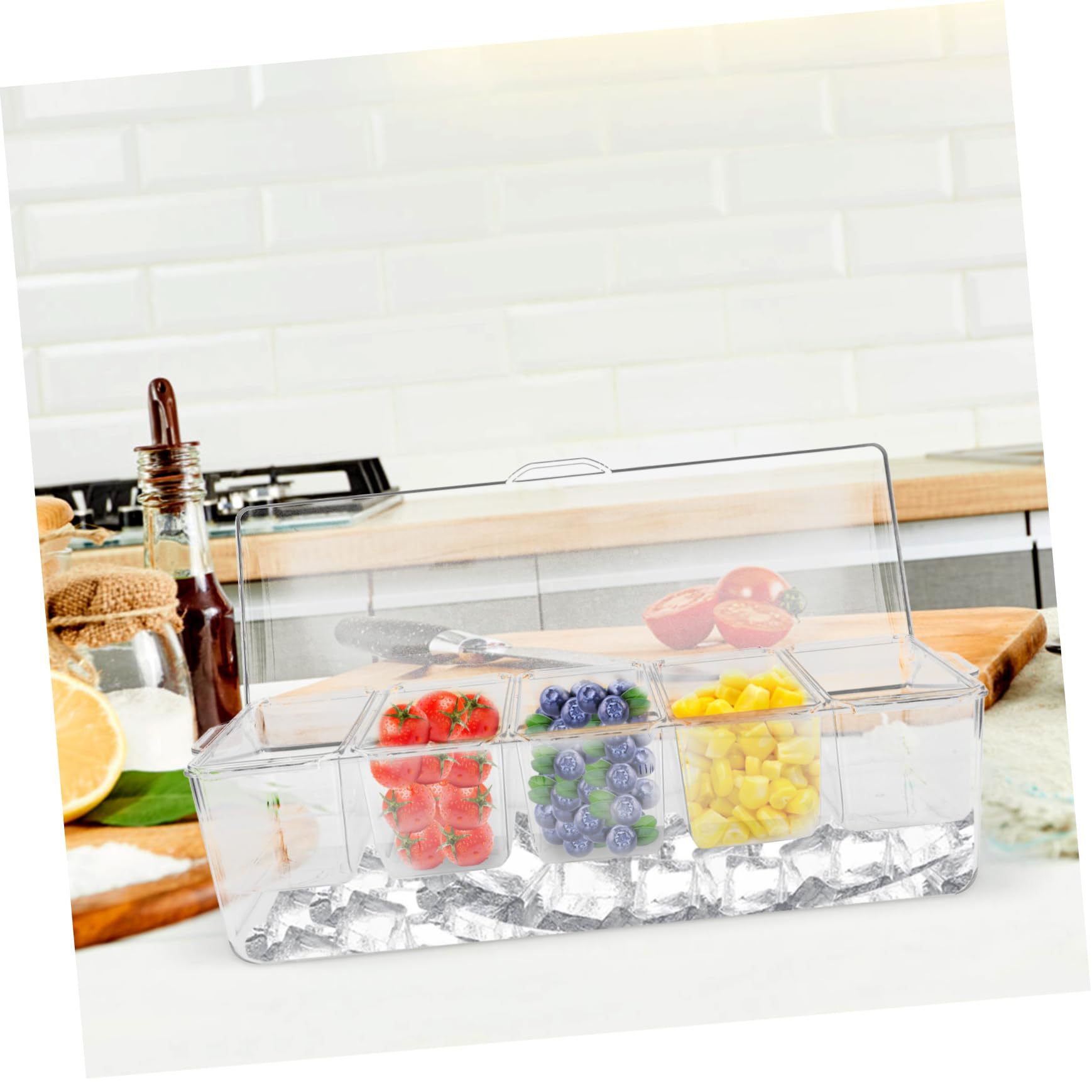 Alipis Boîte à Salade pour Conserver la Fraîcheur en Plastique à 5 Compartiments Portable Grosse Capacité, Séparations pour Pique-niques et Usage Quotidien